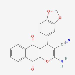 2-amino-4-(1,3-benzodioxol-5-yl)-5,10-dioxo-5,10-dihydro-4H-benzo[g]chromene-3-carbonitrile