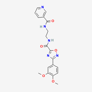 molecular formula C19H19N5O5 B15002556 N-[2-({[3-(3,4-dimethoxyphenyl)-1,2,4-oxadiazol-5-yl]carbonyl}amino)ethyl]pyridine-3-carboxamide 