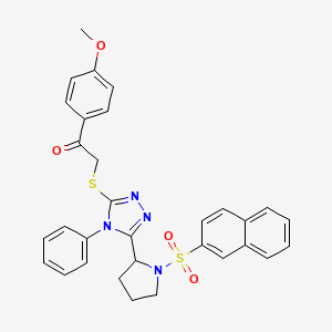 1-(4-methoxyphenyl)-2-({5-[1-(naphthalen-2-ylsulfonyl)pyrrolidin-2-yl]-4-phenyl-4H-1,2,4-triazol-3-yl}sulfanyl)ethanone