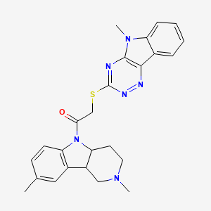 molecular formula C25H26N6OS B15002654 1-(2,8-dimethyl-1,2,3,4,4a,9b-hexahydro-5H-pyrido[4,3-b]indol-5-yl)-2-[(5-methyl-5H-[1,2,4]triazino[5,6-b]indol-3-yl)sulfanyl]ethanone 