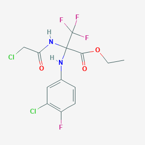 molecular formula C13H12Cl2F4N2O3 B15002664 Ethyl 2-(2-chloroacetamido)-2-(3-chloro-4-fluoroanilino)-3,3,3-trifluoropropionate 