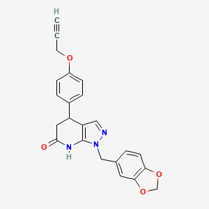 1-(1,3-benzodioxol-5-ylmethyl)-4-[4-(prop-2-yn-1-yloxy)phenyl]-1,4,5,7-tetrahydro-6H-pyrazolo[3,4-b]pyridin-6-one