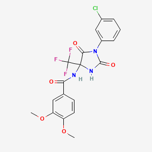 molecular formula C19H15ClF3N3O5 B15002738 N-[1-(3-chlorophenyl)-2,5-dioxo-4-(trifluoromethyl)imidazolidin-4-yl]-3,4-dimethoxybenzamide 