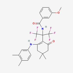 N-(2-{2-[(3,4-dimethylphenyl)amino]-4,4-dimethyl-6-oxocyclohex-1-en-1-yl}-1,1,1,3,3,3-hexafluoropropan-2-yl)-3-methoxybenzamide