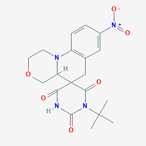 molecular formula C19H22N4O6 B15002754 5'-Tert-butyl-8-nitro-2,4,4A,6-tetrahydro-1H-spiro[[1,4]oxazino[4,3-A]quinoline-5,3'-[1,5]diazinane]-2',4',6'-trione 