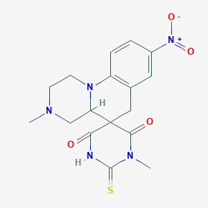 molecular formula C17H19N5O4S B15002814 3',5-Dimethyl-8'-nitro-6-sulfanylidene-1',2',3',4',4'A,6'-hexahydrospiro[1,5-diazinane-3,5'-pyrazino[1,2-A]quinoline]-2,4-dione 