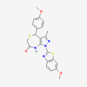 molecular formula C22H20N4O3S2 B15002869 1-(6-methoxy-1,3-benzothiazol-2-yl)-4-(4-methoxyphenyl)-3-methyl-4,8-dihydro-1H-pyrazolo[3,4-e][1,4]thiazepin-7(6H)-one 