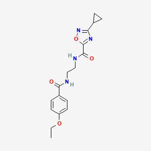 molecular formula C17H20N4O4 B15002884 3-cyclopropyl-N-(2-{[(4-ethoxyphenyl)carbonyl]amino}ethyl)-1,2,4-oxadiazole-5-carboxamide 