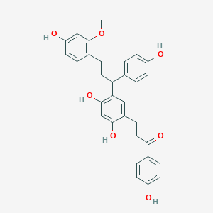 molecular formula C31H30O7 B150029 3-(2,4-Dihydroxy-5-(3-(4-hydroxy-2-methoxyphenyl)-1-(4-hydroxyphenyl)propyl)phenyl)-1-(4-hydroxyphenyl)propan-1-one CAS No. 400603-95-4