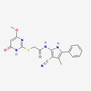 N-(3-cyano-4-methyl-5-phenyl-1H-pyrrol-2-yl)-2-[(4-methoxy-6-oxo-1,6-dihydropyrimidin-2-yl)sulfanyl]acetamide