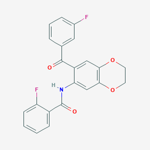 2-fluoro-N-{7-[(3-fluorophenyl)carbonyl]-2,3-dihydro-1,4-benzodioxin-6-yl}benzamide