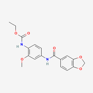 molecular formula C18H18N2O6 B15002970 Ethyl {4-[(1,3-benzodioxol-5-ylcarbonyl)amino]-2-methoxyphenyl}carbamate 