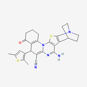 4-amino-8-(2,5-dimethylthiophen-3-yl)-10-oxo-17-thia-5,15,19-triazahexacyclo[17.2.2.02,18.03,16.06,15.09,14]tricosa-2(18),3(16),4,6,9(14)-pentaene-7-carbonitrile