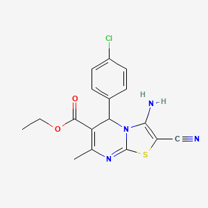 molecular formula C17H15ClN4O2S B15002985 ethyl 3-amino-5-(4-chlorophenyl)-2-cyano-7-methyl-5H-[1,3]thiazolo[3,2-a]pyrimidine-6-carboxylate 