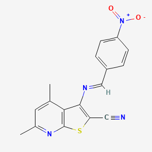 4,6-dimethyl-3-{[(E)-(4-nitrophenyl)methylidene]amino}thieno[2,3-b]pyridine-2-carbonitrile