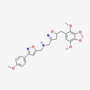 molecular formula C25H27N3O7 B15003035 1-{5-[(4,7-dimethoxy-1,3-benzodioxol-5-yl)methyl]-4,5-dihydro-1,2-oxazol-3-yl}-N-{[3-(4-methoxyphenyl)-1,2-oxazol-5-yl]methyl}methanamine 