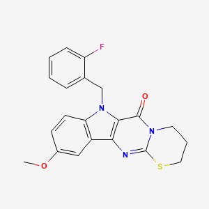 17-[(2-fluorophenyl)methyl]-13-methoxy-7-thia-3,9,17-triazatetracyclo[8.7.0.03,8.011,16]heptadeca-1(10),8,11(16),12,14-pentaen-2-one