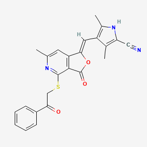 3,5-dimethyl-4-[(Z)-{6-methyl-3-oxo-4-[(2-oxo-2-phenylethyl)sulfanyl]furo[3,4-c]pyridin-1(3H)-ylidene}methyl]-1H-pyrrole-2-carbonitrile