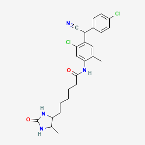 N-{5-chloro-4-[(4-chlorophenyl)(cyano)methyl]-2-methylphenyl}-6-(5-methyl-2-oxoimidazolidin-4-yl)hexanamide