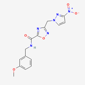 N-(3-methoxybenzyl)-3-[(3-nitro-1H-pyrazol-1-yl)methyl]-1,2,4-oxadiazole-5-carboxamide