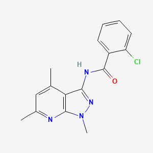 molecular formula C16H15ClN4O B15003271 2-Chloro-N-{1,4,6-trimethyl-1H-pyrazolo[3,4-B]pyridin-3-YL}benzamide 