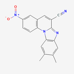 molecular formula C18H12N4O2 B15003314 9,10-Dimethyl-3-nitrobenzimidazo[1,2-a]quinoline-6-carbonitrile 