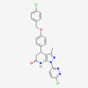 4-{4-[(4-chlorobenzyl)oxy]phenyl}-1-(6-chloropyridazin-3-yl)-3-methyl-1,4,5,7-tetrahydro-6H-pyrazolo[3,4-b]pyridin-6-one