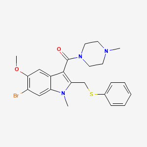 molecular formula C23H26BrN3O2S B15003345 6-bromo-5-methoxy-1-methyl-3-[(4-methylpiperazin-1-yl)carbonyl]-2-[(phenylthio)methyl]-1H-indole 