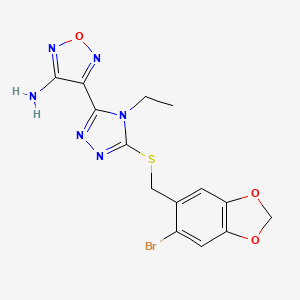 4-(5-{[(6-bromo-1,3-benzodioxol-5-yl)methyl]sulfanyl}-4-ethyl-4H-1,2,4-triazol-3-yl)-1,2,5-oxadiazol-3-amine