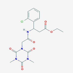 molecular formula C18H21ClN4O6 B15003392 Ethyl 3-(2-chlorophenyl)-3-{[(3,5-dimethyl-2,4,6-trioxo-1,3,5-triazinan-1-yl)acetyl]amino}propanoate 