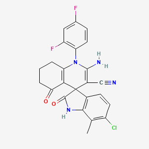 2'-amino-6-chloro-1'-(2,4-difluorophenyl)-7-methyl-2,5'-dioxo-1,2,5',6',7',8'-hexahydro-1'H-spiro[indole-3,4'-quinoline]-3'-carbonitrile