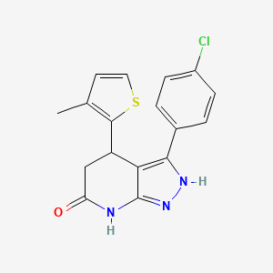 3-(4-chlorophenyl)-4-(3-methylthiophen-2-yl)-1,4,5,7-tetrahydro-6H-pyrazolo[3,4-b]pyridin-6-one