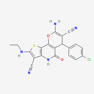 8-amino-6-(4-chlorophenyl)-2-(ethylamino)-5-oxo-4,6-dihydro-5H-pyrano[2,3-d]thieno[3,2-b]pyridine-3,7-dicarbonitrile