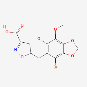 5-[(4-Bromo-6,7-dimethoxy-1,3-benzodioxol-5-yl)methyl]-4,5-dihydro-1,2-oxazole-3-carboxylic acid