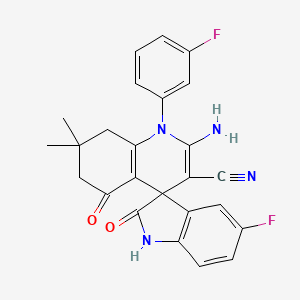 molecular formula C25H20F2N4O2 B15003452 2'-amino-5-fluoro-1'-(3-fluorophenyl)-7',7'-dimethyl-2,5'-dioxo-1,2,5',6',7',8'-hexahydro-1'H-spiro[indole-3,4'-quinoline]-3'-carbonitrile 