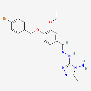 molecular formula C19H21BrN6O2 B15003468 3-[(2E)-2-{4-[(4-bromobenzyl)oxy]-3-ethoxybenzylidene}hydrazinyl]-5-methyl-4H-1,2,4-triazol-4-amine 