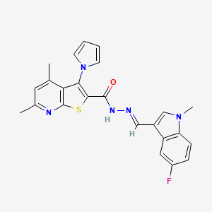 N'-[(E)-(5-fluoro-1-methyl-1H-indol-3-yl)methylidene]-4,6-dimethyl-3-(1H-pyrrol-1-yl)thieno[2,3-b]pyridine-2-carbohydrazide