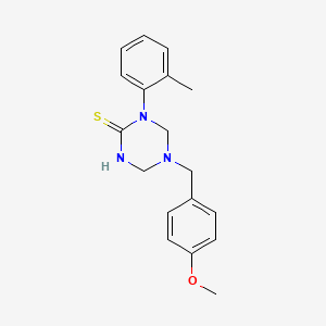 1,3,5-Triazine-2(1H)-thione, tetrahydro-5-[(4-methoxyphenyl)methyl]-1-(2-methylphenyl)-