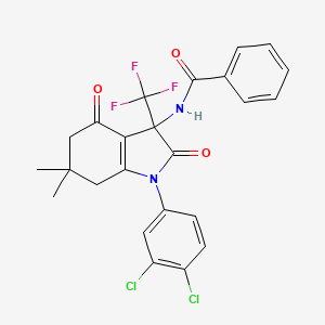 N-[1-(3,4-dichlorophenyl)-6,6-dimethyl-2,4-dioxo-3-(trifluoromethyl)-2,3,4,5,6,7-hexahydro-1H-indol-3-yl]benzamide