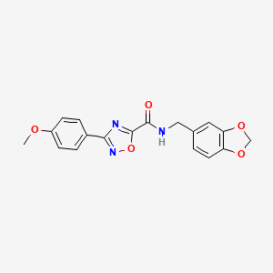 molecular formula C18H15N3O5 B15003551 N-(1,3-benzodioxol-5-ylmethyl)-3-(4-methoxyphenyl)-1,2,4-oxadiazole-5-carboxamide 