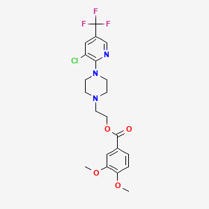 molecular formula C21H23ClF3N3O4 B15003585 2-{4-[3-Chloro-5-(trifluoromethyl)pyridin-2-yl]piperazin-1-yl}ethyl 3,4-dimethoxybenzoate 