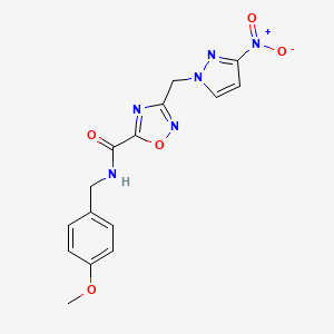 N-(4-methoxybenzyl)-3-[(3-nitro-1H-pyrazol-1-yl)methyl]-1,2,4-oxadiazole-5-carboxamide