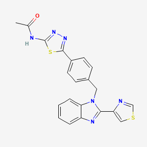 N-[5-(4-{[2-(1,3-thiazol-4-yl)-1H-benzimidazol-1-yl]methyl}phenyl)-1,3,4-thiadiazol-2-yl]acetamide