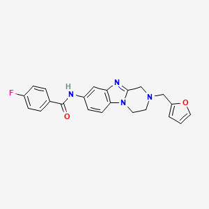 molecular formula C22H19FN4O2 B15003648 4-fluoro-N-[2-(furan-2-ylmethyl)-1,2,3,4-tetrahydropyrazino[1,2-a]benzimidazol-8-yl]benzamide 