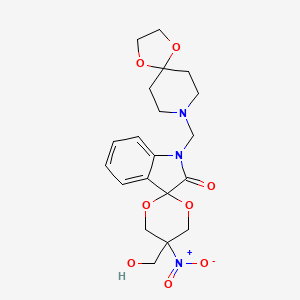 molecular formula C20H25N3O8 B15003665 1'-(1,4-dioxa-8-azaspiro[4.5]dec-8-ylmethyl)-5-(hydroxymethyl)-5-nitrospiro[1,3-dioxane-2,3'-indol]-2'(1'H)-one 