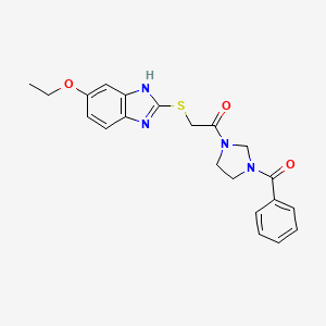 2-[(5-ethoxy-1H-benzimidazol-2-yl)sulfanyl]-1-[3-(phenylcarbonyl)imidazolidin-1-yl]ethanone