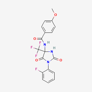 N-[1-(2-fluorophenyl)-2,5-dioxo-4-(trifluoromethyl)imidazolidin-4-yl]-4-methoxybenzamide