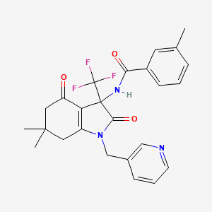 molecular formula C25H24F3N3O3 B15003734 N-[6,6-dimethyl-2,4-dioxo-1-(pyridin-3-ylmethyl)-3-(trifluoromethyl)-2,3,4,5,6,7-hexahydro-1H-indol-3-yl]-3-methylbenzamide 