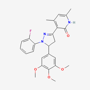 3-[1-(2-fluorophenyl)-5-(3,4,5-trimethoxyphenyl)-4,5-dihydro-1H-pyrazol-3-yl]-4,6-dimethylpyridin-2(1H)-one