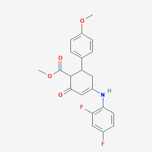 Methyl 4-[(2,4-difluorophenyl)amino]-6-(4-methoxyphenyl)-2-oxocyclohex-3-ene-1-carboxylate